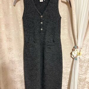 The Territory Ahead Charcoal Knit Midi Dress